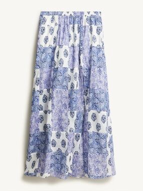 J.Crew Purple & Blue Side Slit Patchwork Maxi Skirt Size 3X